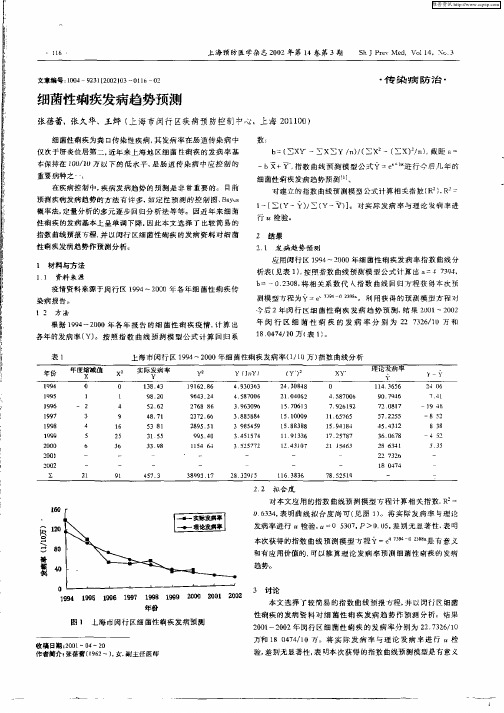 细菌性痢疾发病趋势预测