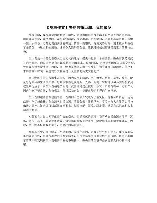 【高三作文】美丽的微山湖,我的家乡