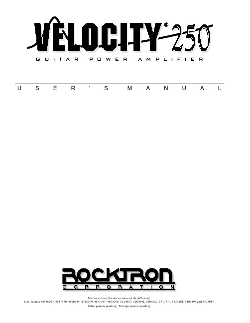 Rocktron Velocity 250 吉他电力放大器说明书