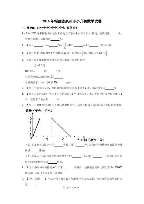 2016年福建省泉州市小升初数学试卷(解析版)