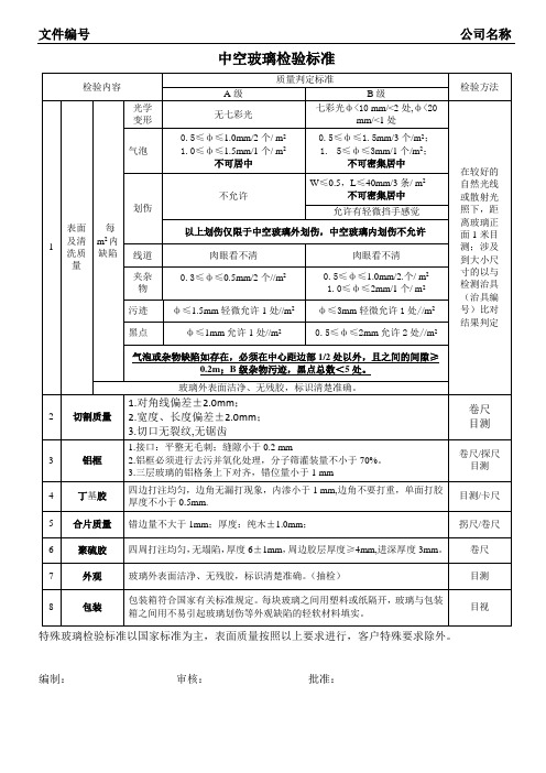 中空玻璃检验标准