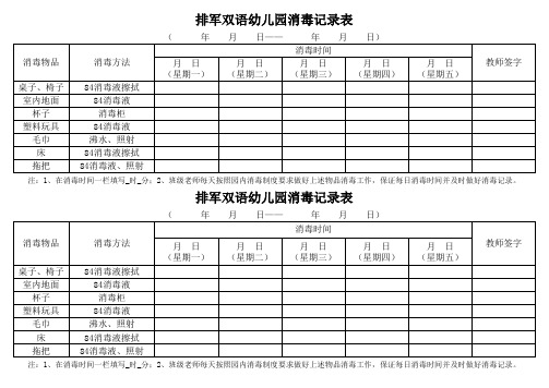 排军双语幼儿园消毒记录