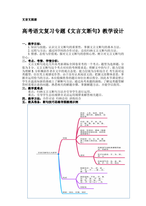 2019年秋高考语文复习专题《文言文断句》教学设计