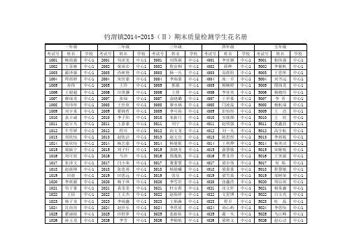 钓渭镇学生花名册总表(1-5)