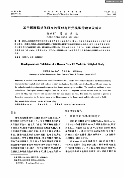 基于挥鞭样损伤研究的颈部有限元模型的建立及验证