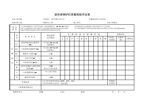 波形梁钢护栏质量检验评定表