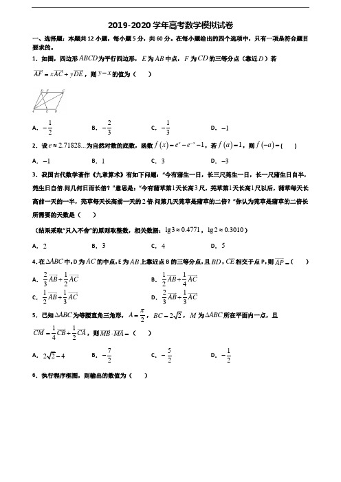 2019-2020学年湖南省常德市高考数学达标测试试题