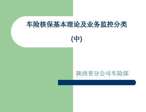 车险核保基本理论及业务监控分类(中)