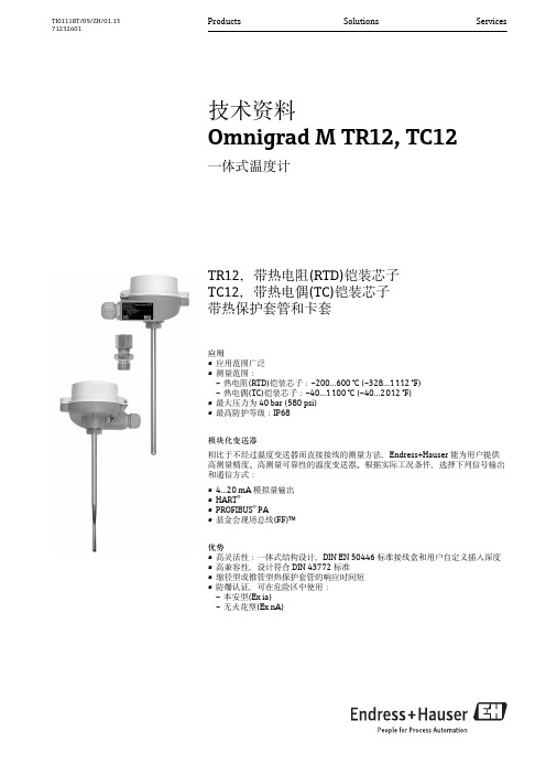 E+H Omnigrad M TR12 TC12 一体式温度计技术资料