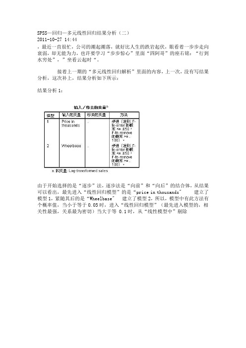 SPSS—回归—多元线性回归结果分析(二)