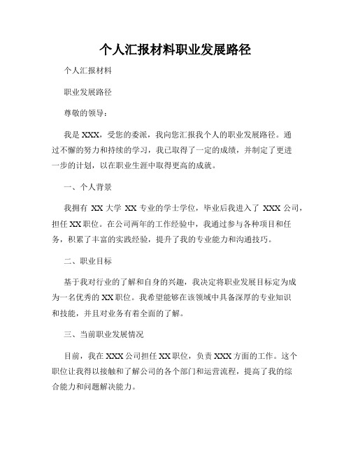 个人汇报材料职业发展路径