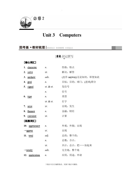 2021高考浙江版英语一轮复习讲义：第1部分 必修2 Unit 3 Computers