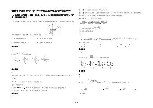 安徽省合肥市沿河中学2022年高三数学理联考试卷含解析