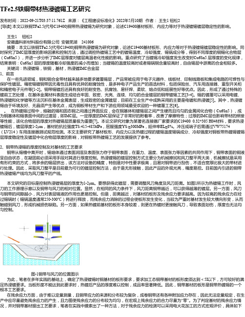 TFe2.5铁铜带材热浸镀锡工艺研究