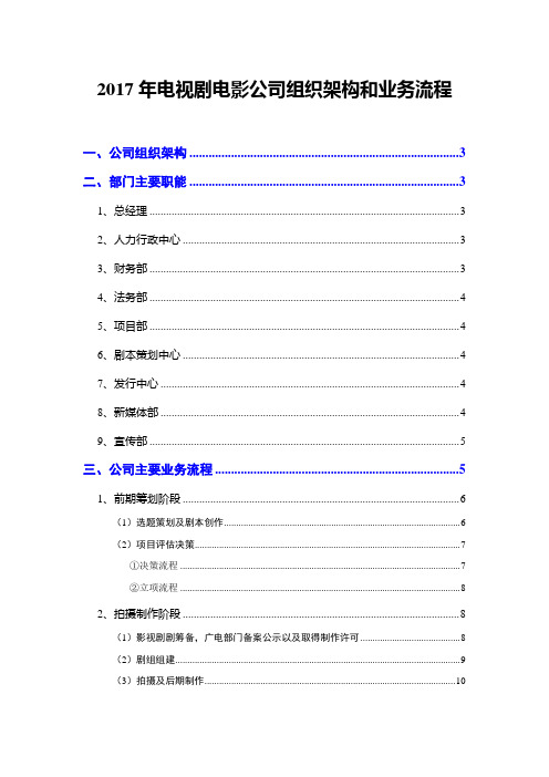 2017年电视剧电影公司组织架构和业务流程