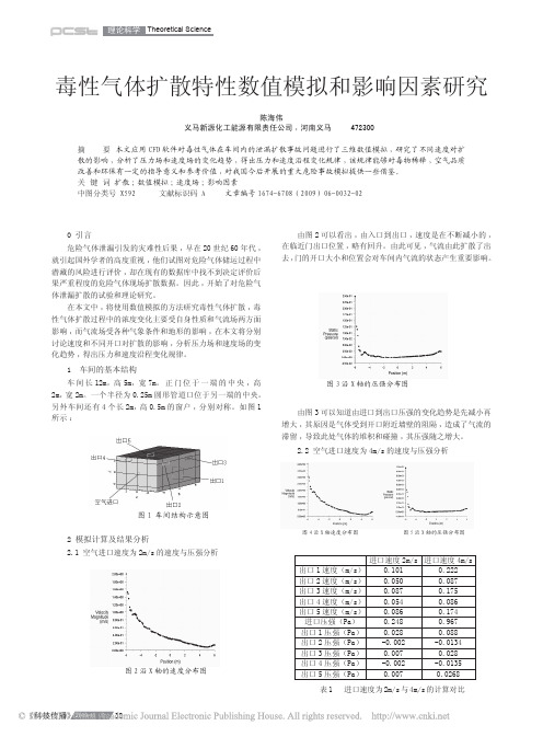 毒性气体扩散特性数值模拟和影响因素研究