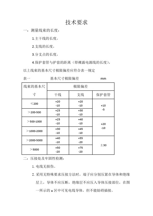 线束技术要求及检测内容