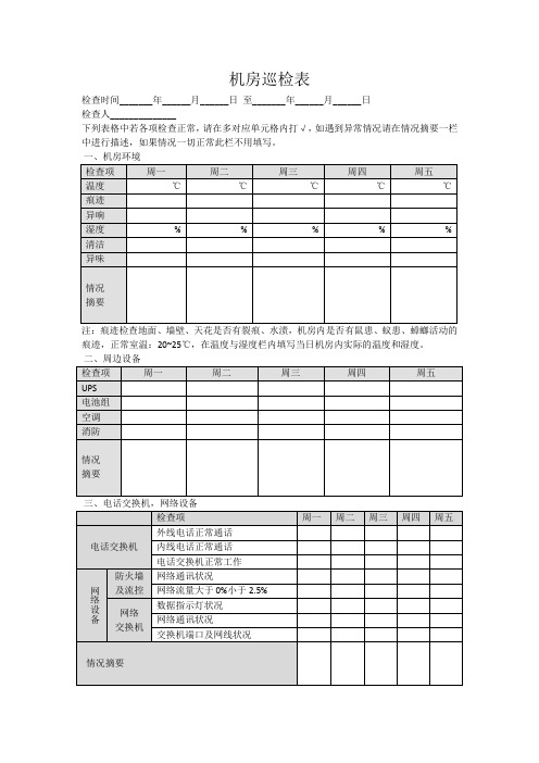 机房巡检表