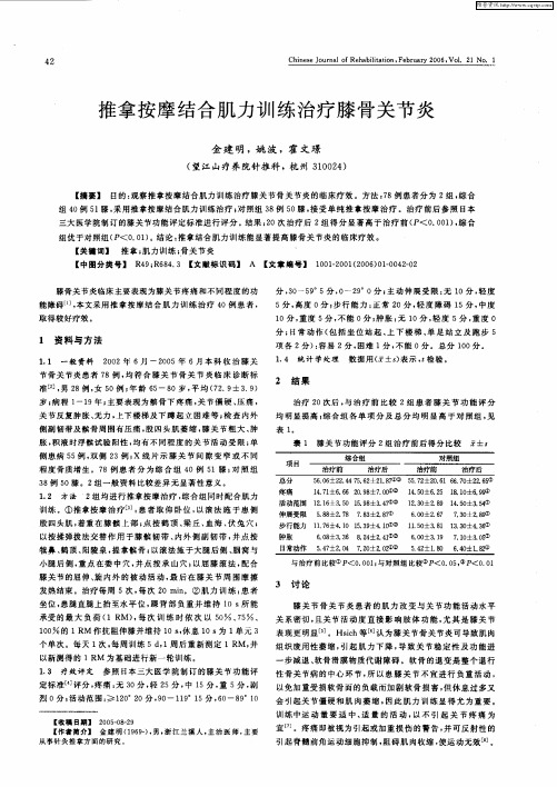 推拿按摩结合肌力训练治疗膝骨关节炎