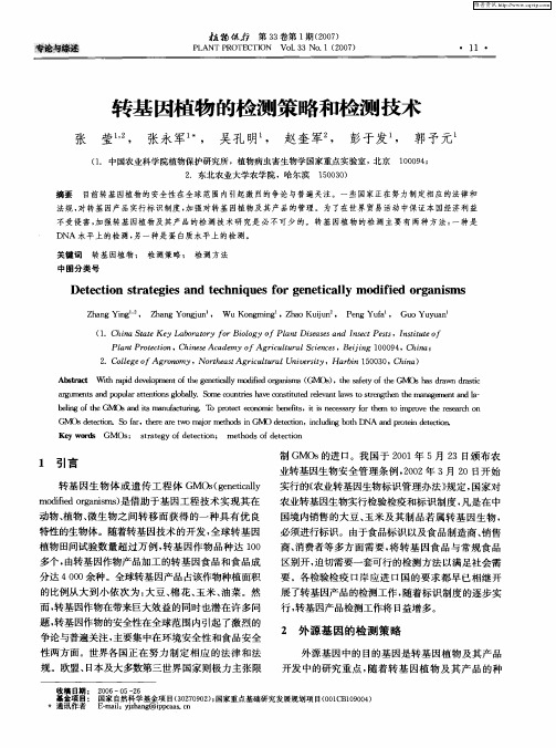 转基因植物的检测策略和检测技术