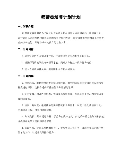 师带徒培养计划计划