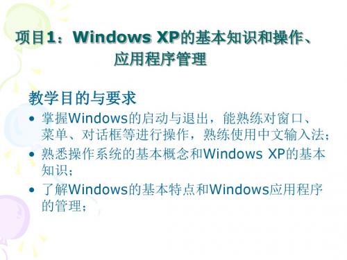 XP的基本知识和操作