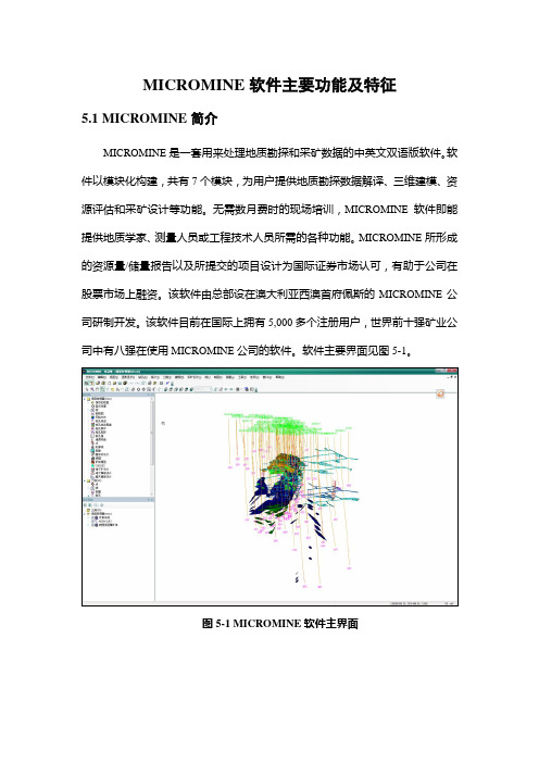 MICROMINE软件主要功能及特征