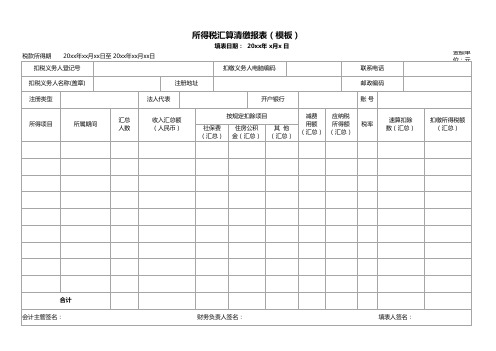 所得税汇算清缴报表模板