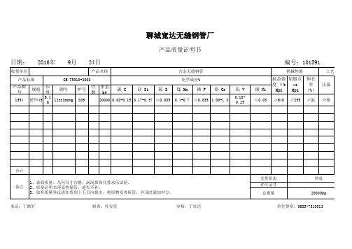 12cr1movg合金钢管材质书