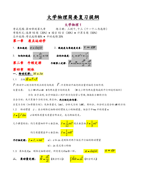 大学物理C1复习提纲