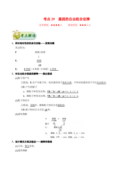 考点29  基因的自由组合定律-备战2021年高考生物一轮复习考点一遍过