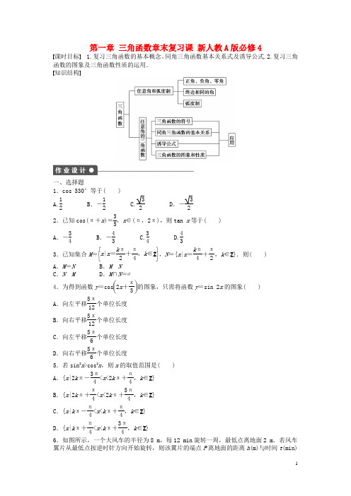 【步步高 学案导学设计】高中数学 第一章 三角函数章末复习课 新人教A版必修4