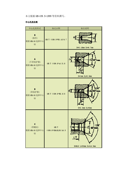 中心孔的标准方法(GB4459.5-1999)