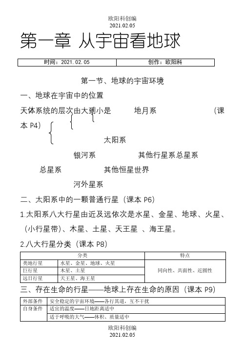 高中地理必修一完整笔记整理有图之欧阳科创编