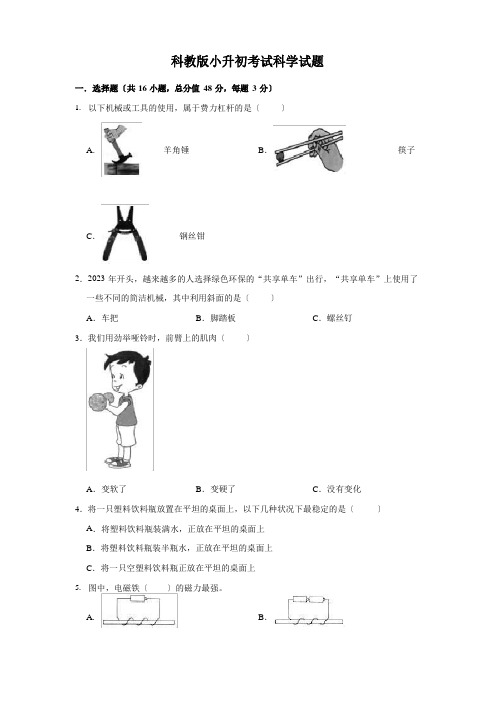 科教版小升初科学考试试题(含答案)