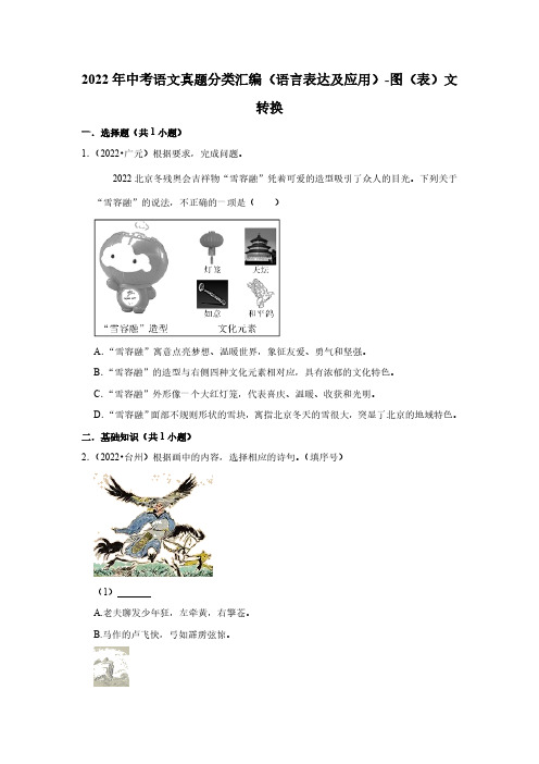 全国各地2022年中考语文真题分类汇编(语言表达及应用)-图(表)文转换