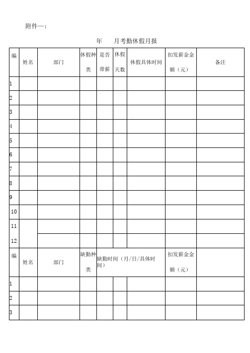 考勤与休假类表格