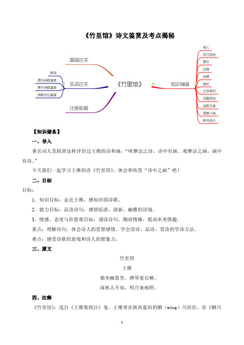 《竹里馆》诗文鉴赏及考点揭秘(解析版)