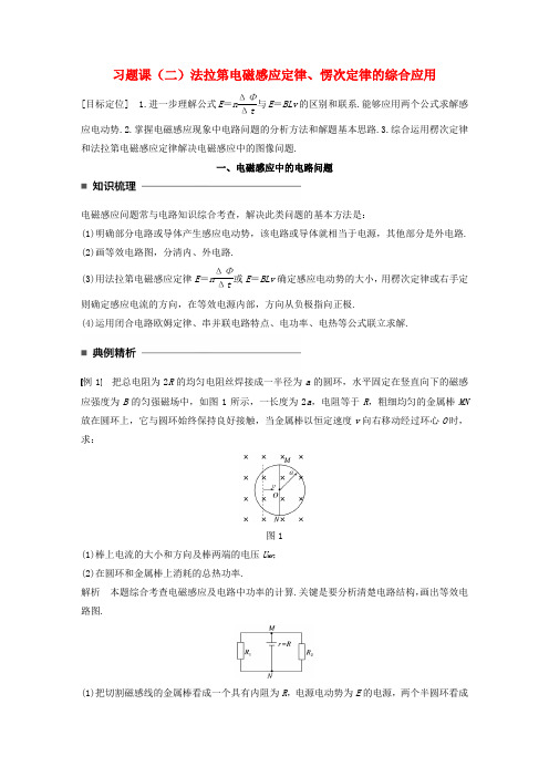 高中物理 第一章 电磁感应 习题课(二)法拉第电磁感应定律、愣次定律的综合应用学案 教科版选修3-2.doc