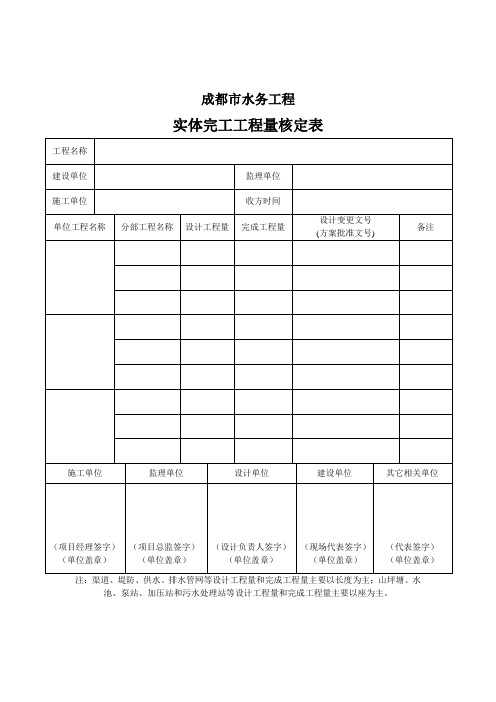 水利工程量核定单