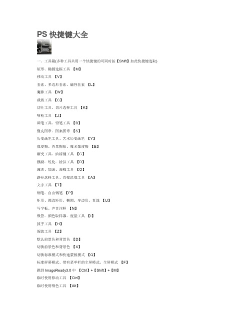 ps图像处理快捷键大全