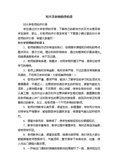 对大学老师的评价语