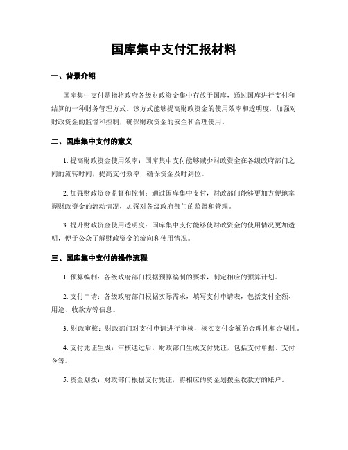 国库集中支付汇报材料