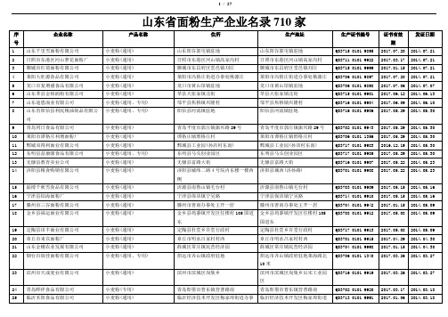 山东省面粉生产企业名录710家