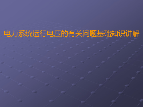 电力系统运行电压的有关问题基础知识讲解