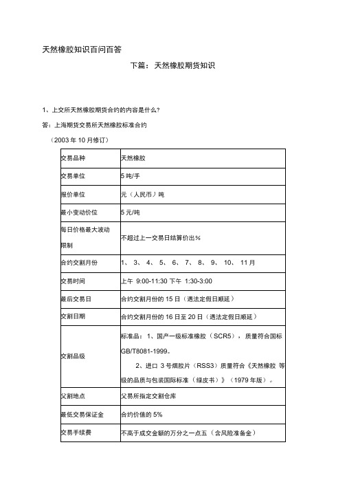 天然橡胶知识百问百答