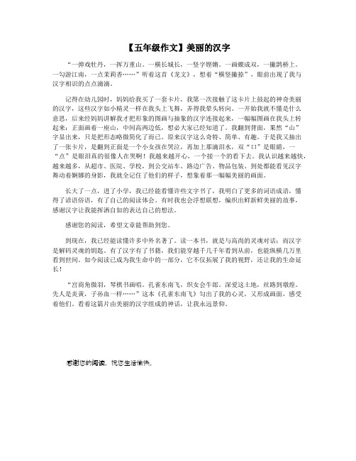 【五年级作文】美丽的汉字