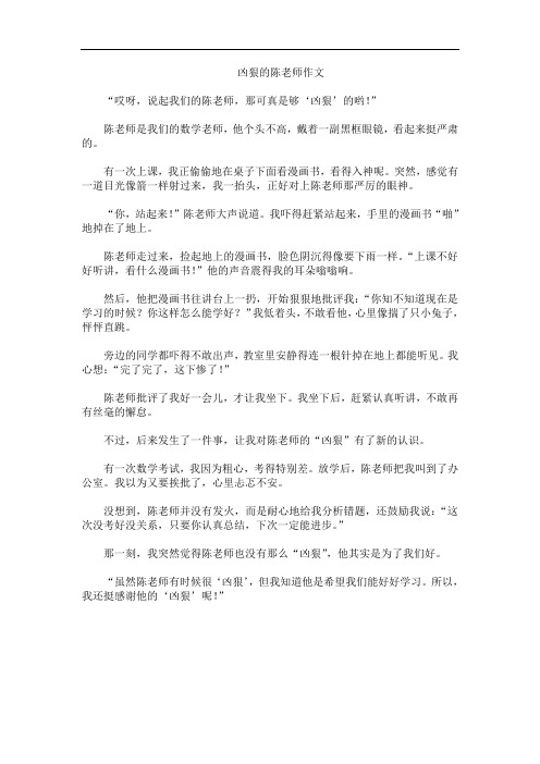 凶狠的陈老师作文