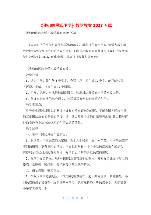 《我们的民族小学》教学教案2023五篇