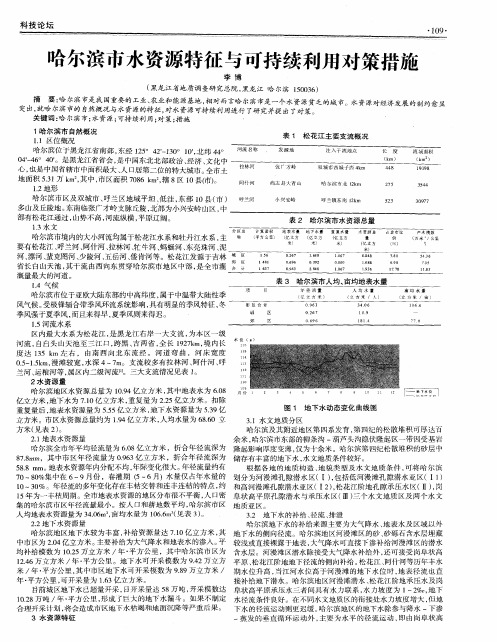 哈尔滨市水资源特征与可持续利用对策措施